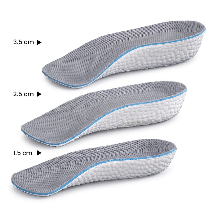 Tre gråvita distansplattor i storlekarna 3,5 cm, 2,5 cm och 1,5 cm ligger bredvid varandra.