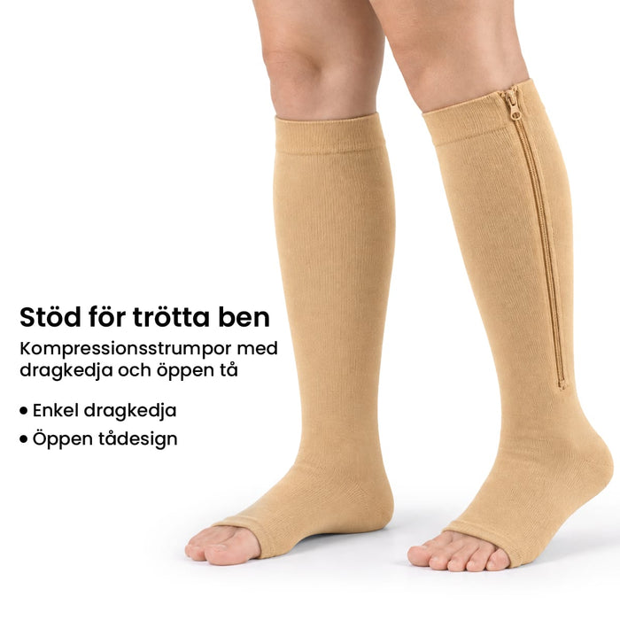 Kompressionsstrumpor med dragkedja