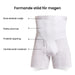 Vita högmidjade kompressionsshorts med logotyp, avbildade mot vit bakgrund.