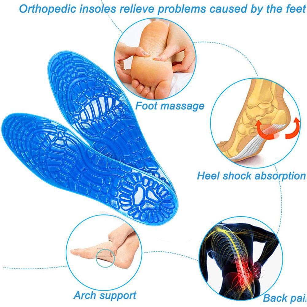3D Silikongel Inläggssulor för Fotmassage, Ortopediska Skosulor med Stötdämpning, Fotvärkslindring för Män och Kvinnor (1 Par) - Kroppsbutiken