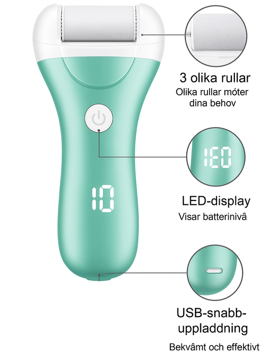 Kroppsbutiken Fotfil Fothudborttagare elektrisk (med 3 sliphuvuden)