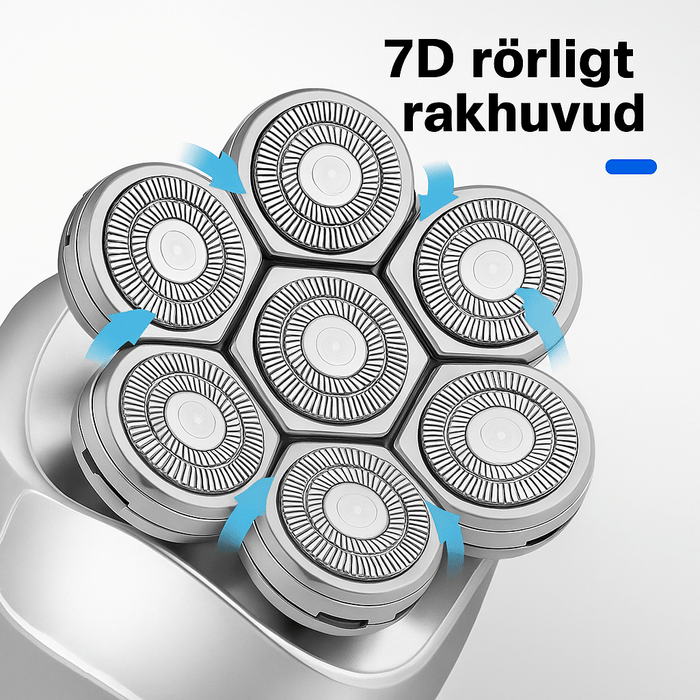 Kroppsbutiken Hårtrimmer Elektriska Huvudrakapparat - 7-i-1 Elektrisk huvudrakapparat 7D
