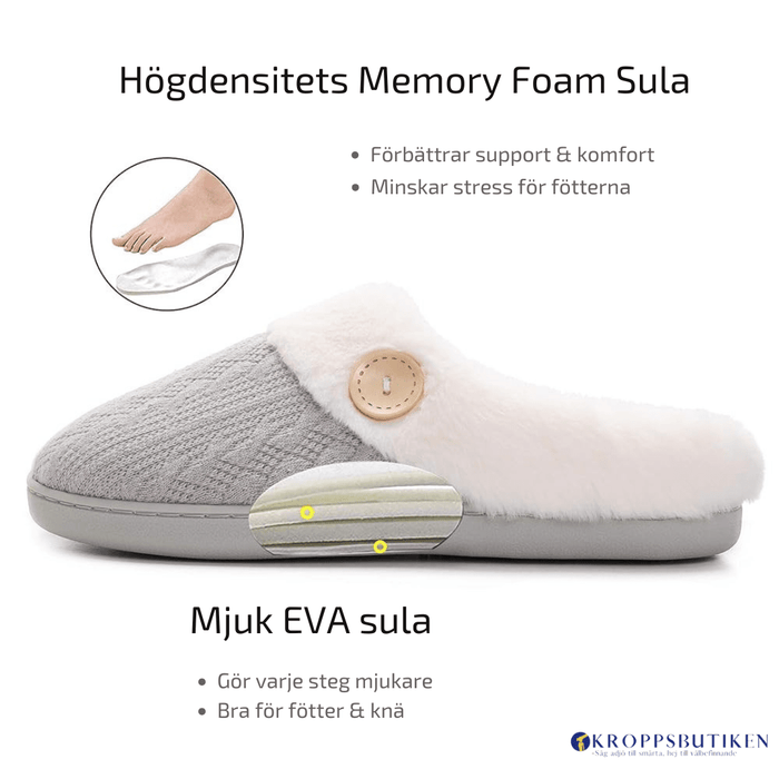 Kroppsbutiken Innetofflor Varmfodrade tofflor halkfri sula