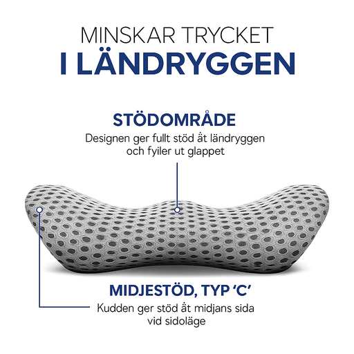 Kroppsbutiken Ländryggskudde Grå Ländryggskudde (minnesskum)