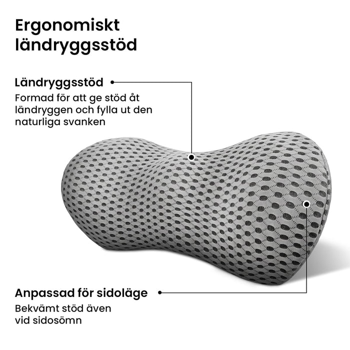 Kroppsbutiken Ländryggskudde Grå Ländryggskudde (minnesskum)