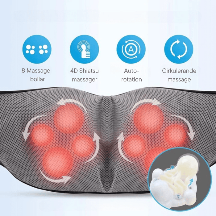 Kroppsbutiken Nackmassage Shiatsu massager för nacke och rygg med värme
