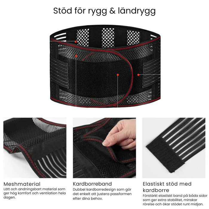 Kroppsbutiken ryggstöd Ryggstödsbälte med dubbla spänne