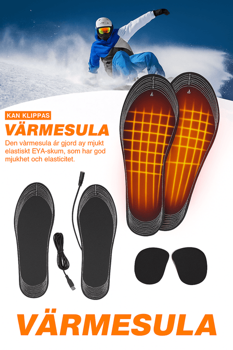 Kroppsbutiken Skoinlägg Uppvärmda innersulor med USB